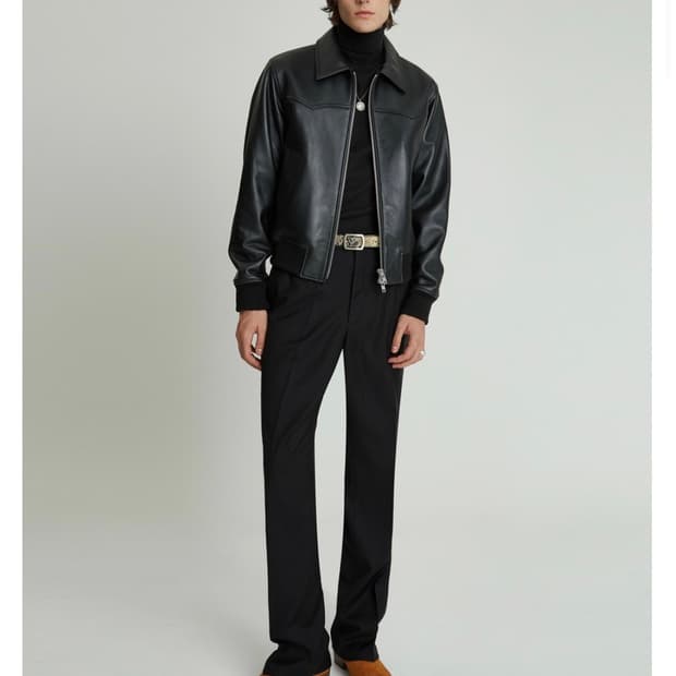 앤드로스 웨스턴 램 레더 블루종 블랙