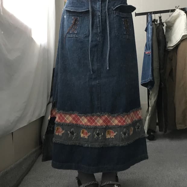 빈티지 보헤미안 맥시스커트