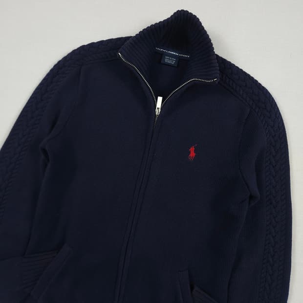 (여성S) 폴로 랄프로렌 집업 케이블 니트