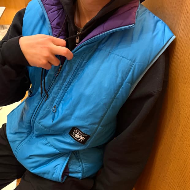 올드 스투시 리버시블 패딩 베스트