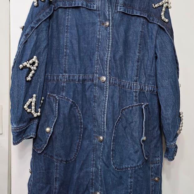 오즈세컨 여성 데님 폭스 야상 자켓