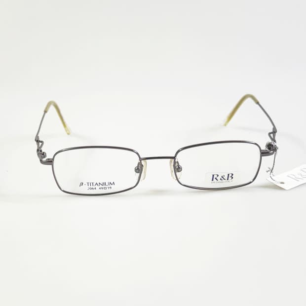 R&B EYEWEAR 다크실버 베타 티늄 슬림 스퀘어 빈티지 안경