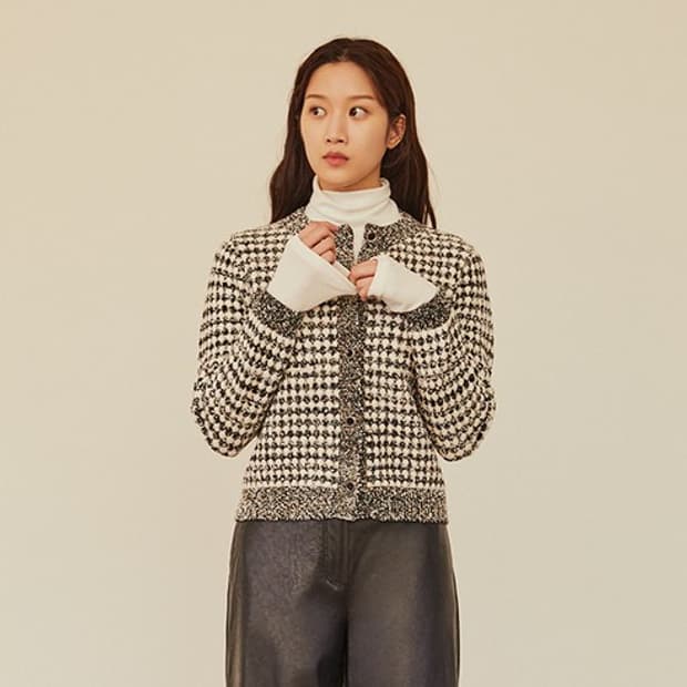 온앤온 문가영 트위드 니트 가디건 85