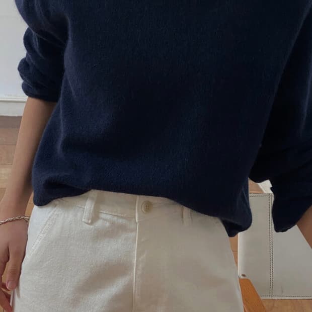 킨다베이지 베이비알파카 네이비 니트