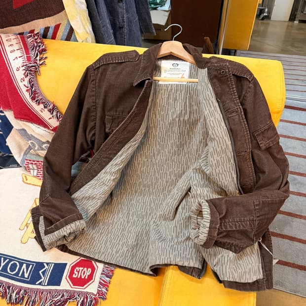 EVER USA 생산 코듀로이 레인패턴 안감 밀리터리 베이스 자켓