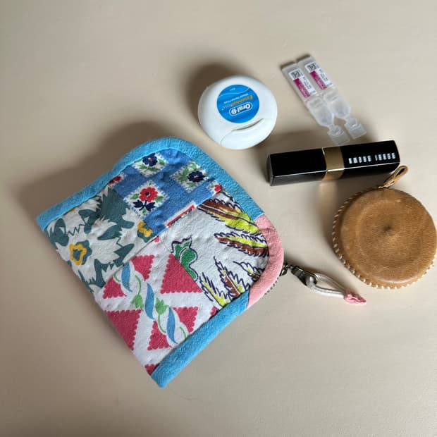 빈티지 원단 피드색 파우치 / 퀼트 지갑 / 핸드메이드