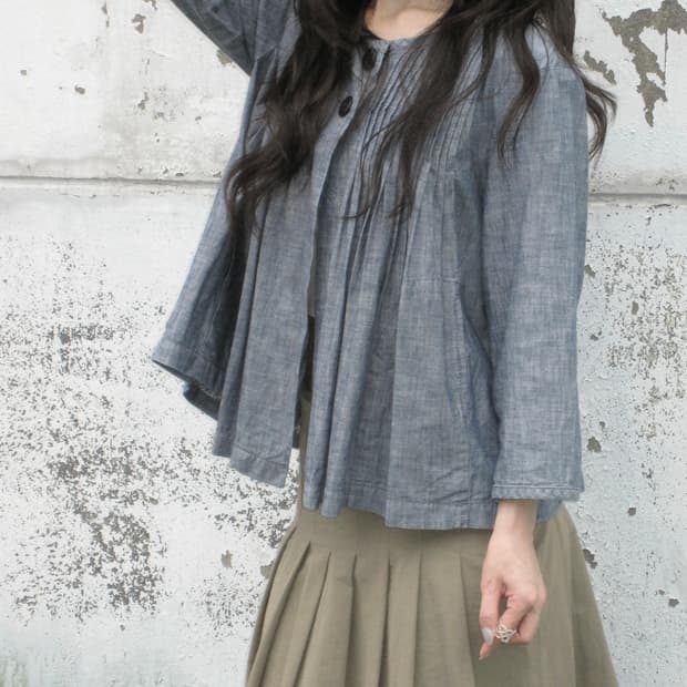 데님 버튼 블라우스