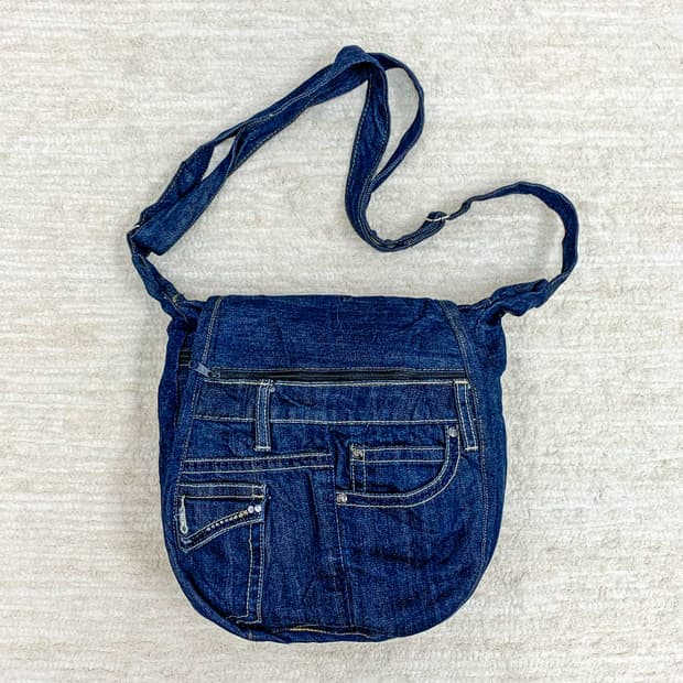 Blue Denim Cubic Crossbody Bag
