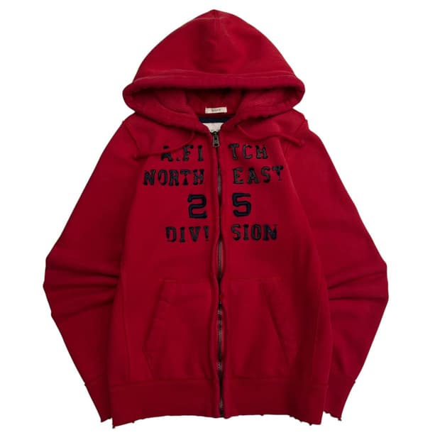 아베크롬비 네이비 패치로고 레드 후드집업 M