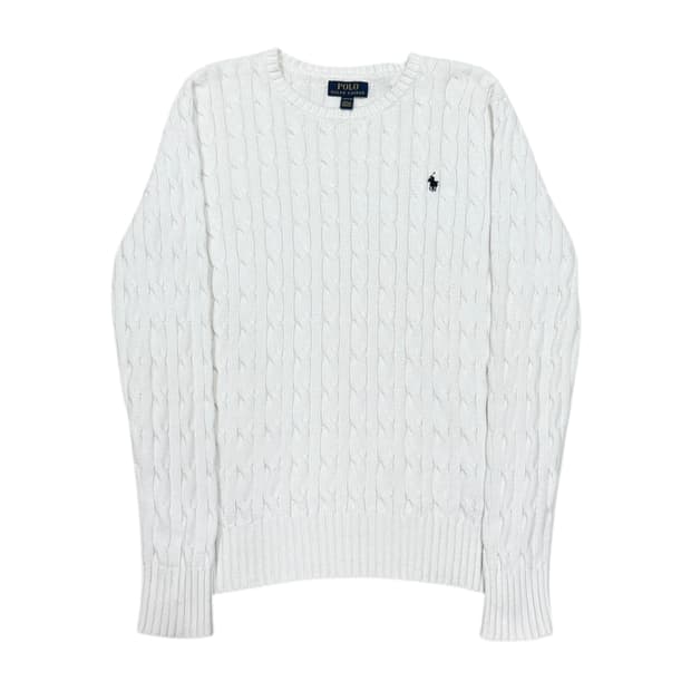 폴로 랄프로렌 케이블 꽈배기 니트 화이트 L