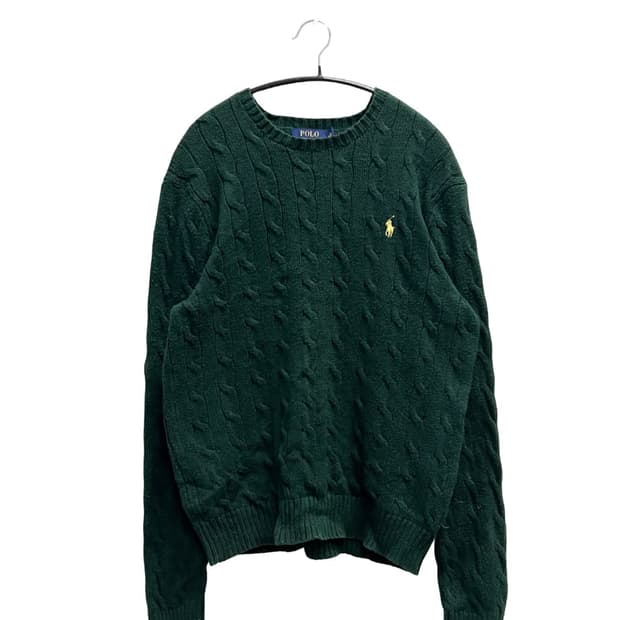 (M) 폴로 랄프로렌 케이블 꽈배기 니트 그린