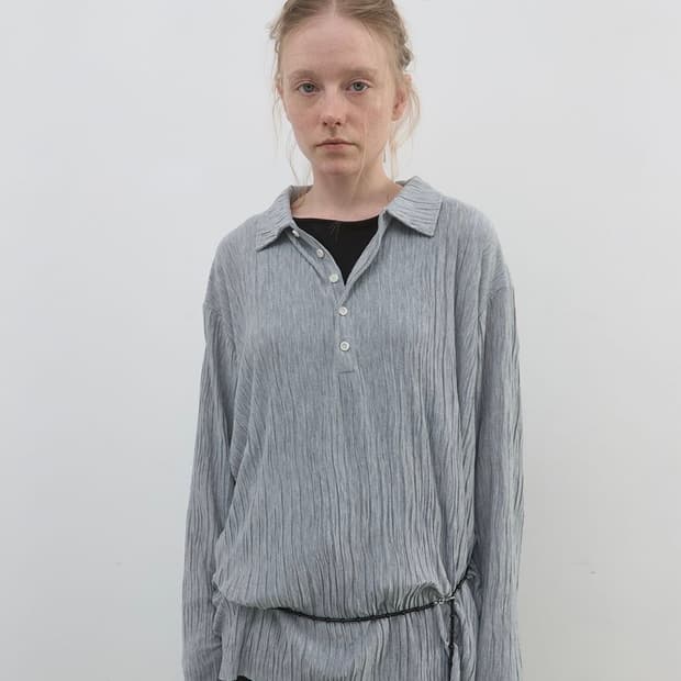 (1회착용) 낫띵에브리띵 wrinkle collared top _ 그레이