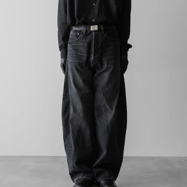 Ssstein deformation wide denim black L