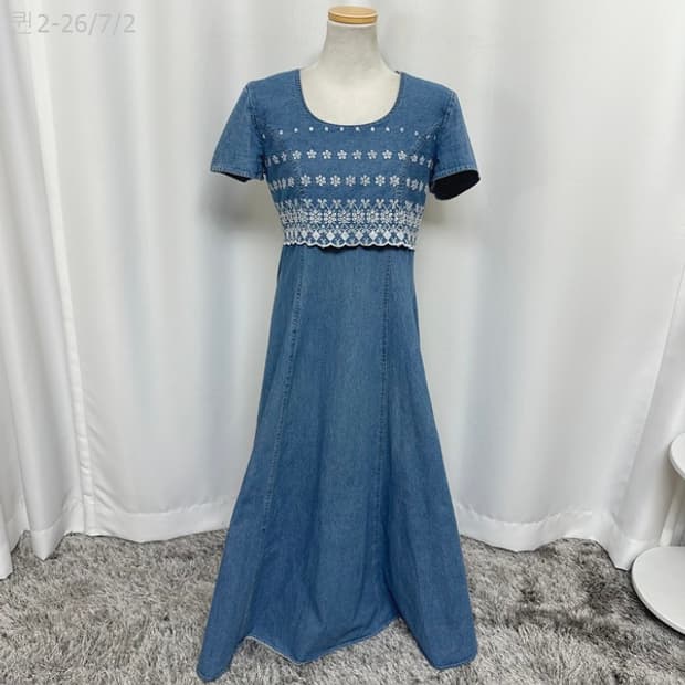 JODY 여자 100%면 데님반팔 롱원피스 SIZE 9 (55추천)