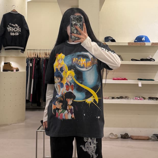 빈티지 달의 요정 세일러문 그래픽 반팔 티셔츠 U1236