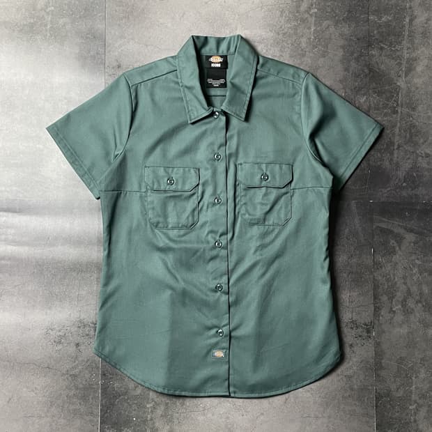 DICKIES 디키즈 빈티지 그린 플랩포켓 반팔 워크 셔츠 A01031
