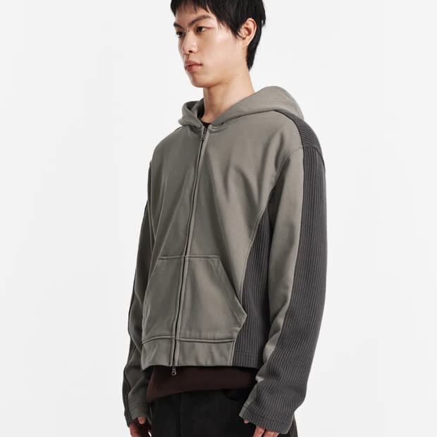 기철 Dual Knit Hood zip-up (Khaki Grey) 
