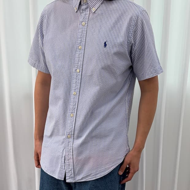 [M]폴로 랄프로렌 스트라이프 시어서커 반팔 셔츠