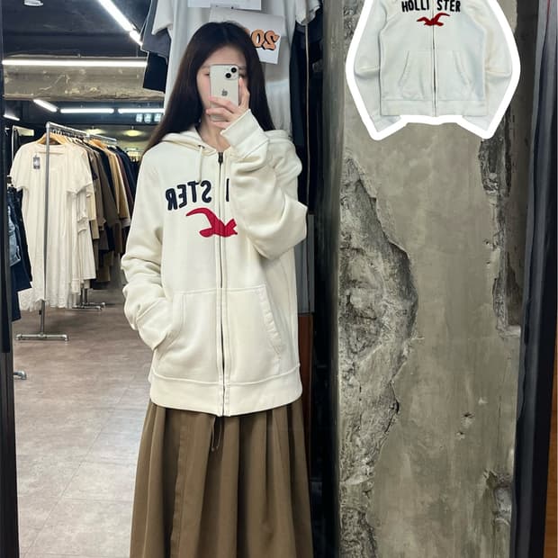 홀리스터 기모 후드집업 화이트 L #csz3945