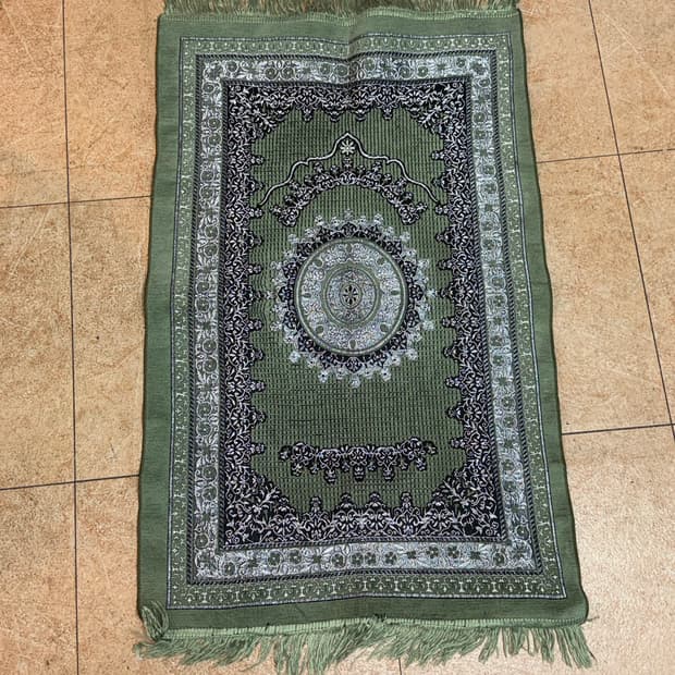 빈티지 실버 그린 에스닉 러그 발매트