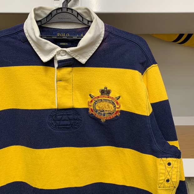 [L] 폴로 랄프로렌 블록 스트라이프 럭비 티셔츠 커스텀핏