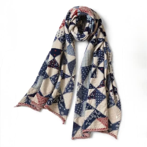 새상품) 캐피탈 슈렁큰 울 인디고 스카프 키나리