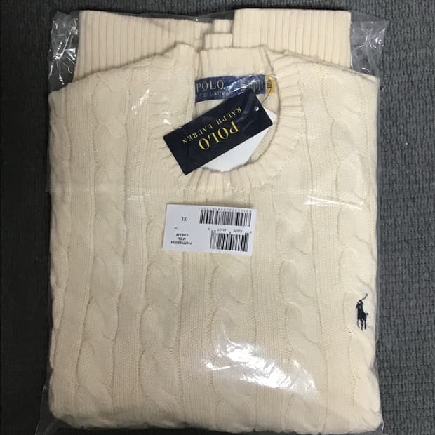 폴로 랄프 로렌 케이블 니트 코튼 스웨터 내추럴