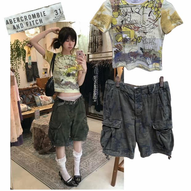 아베크롬비 키치 카모 하프팬츠 데일리 스트릿 코디 세트