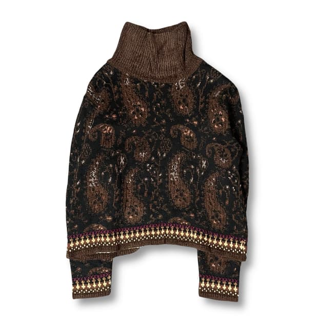 A. 알렉산더 브라운 자가드 패턴 하이넥 긴팔 니트