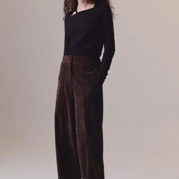 인사일런스 Insilence 브라운 벨벳 와이드 팬츠 S