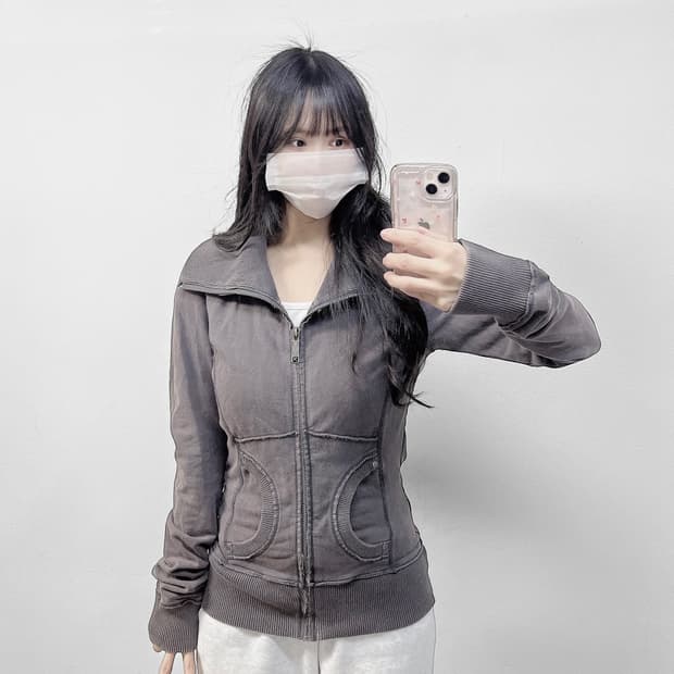 디젤 하이넥 스웻 집업 자켓 다크그레이