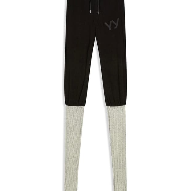 오픈와이와이 LAYERED KNEE SOCKS PANTS, BLACK