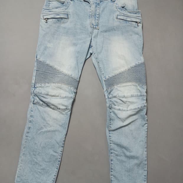 [36] 발망 연청 스크래치 바이커진 청바지