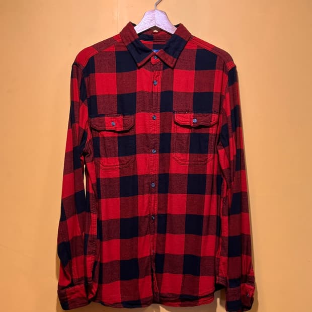 [L] 조지 George 레드 버팔로 체크 플란넬 셔츠