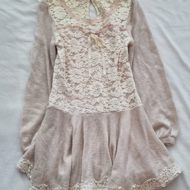 빈티지 리즈리사 갸루 리본 레이스 원피스