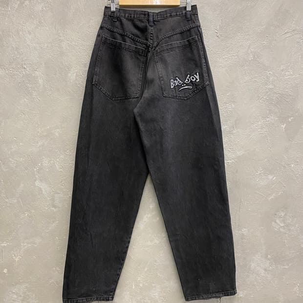 [27-28] Bad Boy 배드보이 블랙 워시드 루즈핏 데님팬츠