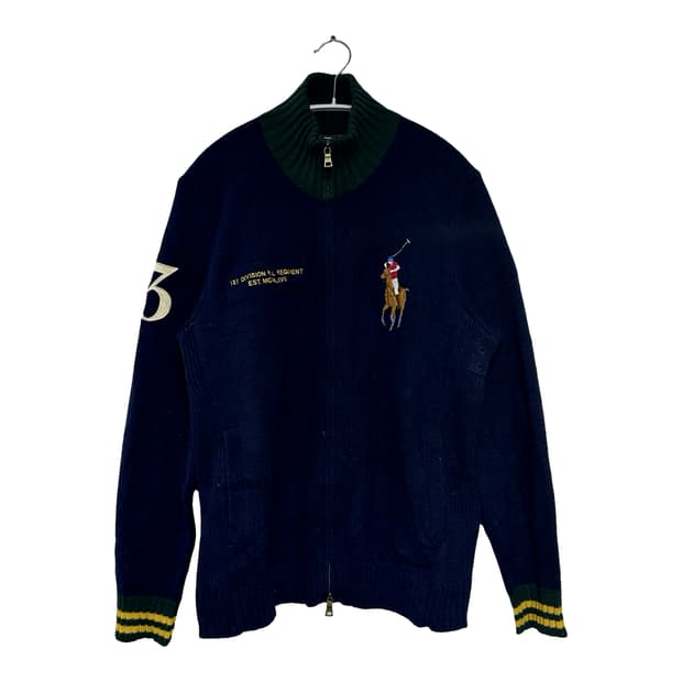 폴로 랄프로렌 빅포니 3 레터맨 니트 집업 