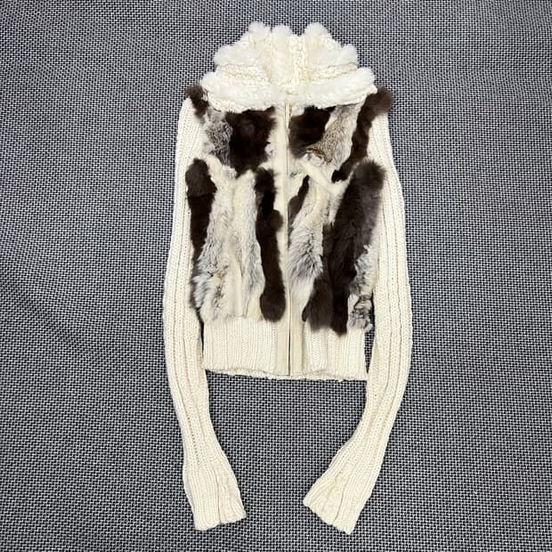 착샷O 빈티지 00‘s 그런지 리얼퍼 니트집업