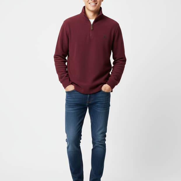 폴로 랄프로렌 버건디 긴팔반집업