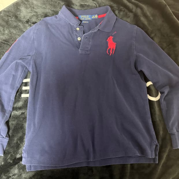 폴로 빅포니 카라티 긴팔티 네이비 레드