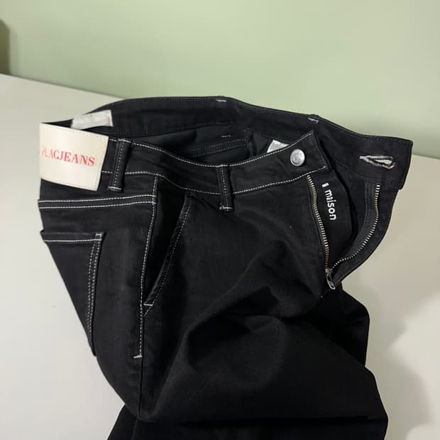 우먼M 플랙진 와이드 스트레이트핏 maison 블랙진 데님팬츠