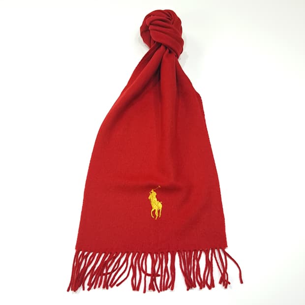 MX654 폴로 이태리판 램스울 빅포니 레드 머플러 목도리