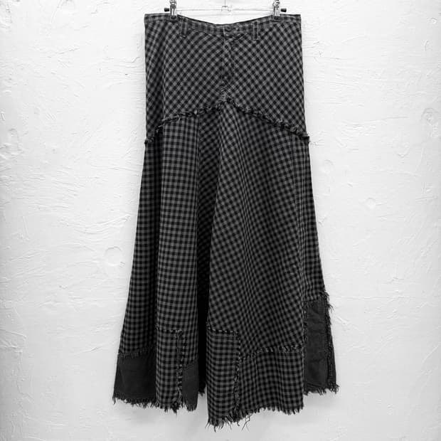 ozone rocks 컷오프 체크 플레어 스커트