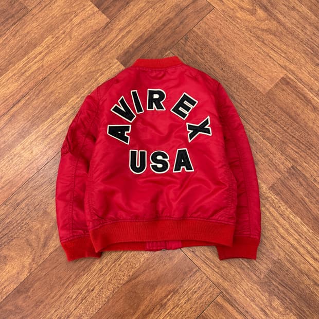 140 AVIREX 아비렉스 키즈 빅로고 레드 MA-1 항공점퍼 자켓 