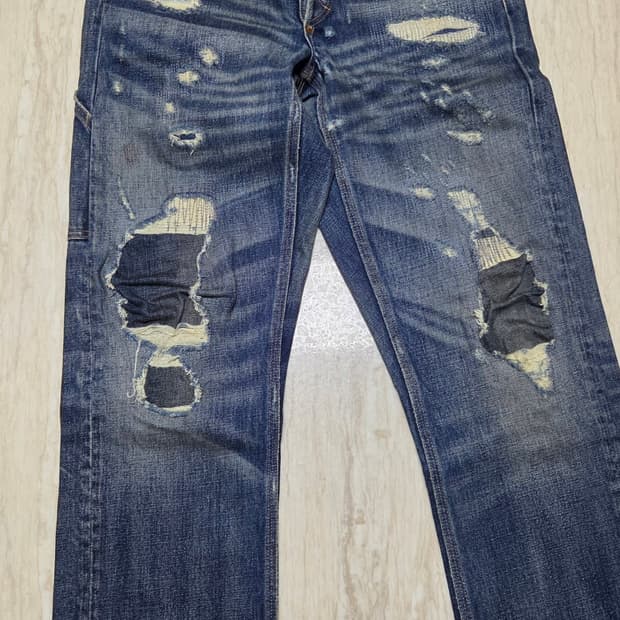 RRL (더블알엘) 리페어드 버클백 데님팬츠