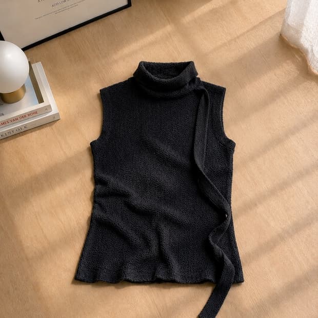 자라 zara 블랙 터틀넥 여름니트 조끼