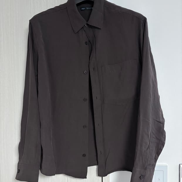 M 자라 남성 브라운 플루이드 셔츠 