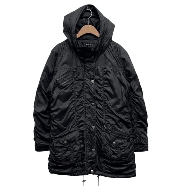 Sorridere 셔링 후드 야상 자켓