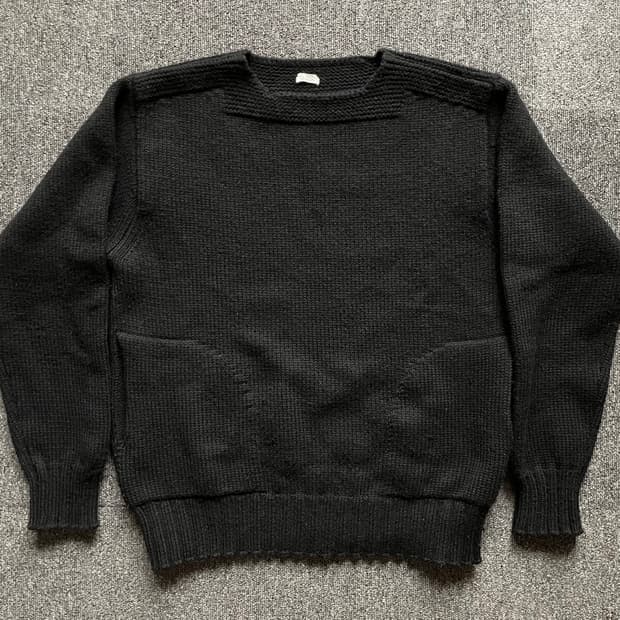 피그벨 21AW 알파카울 레드크로스 니트 잉크블랙