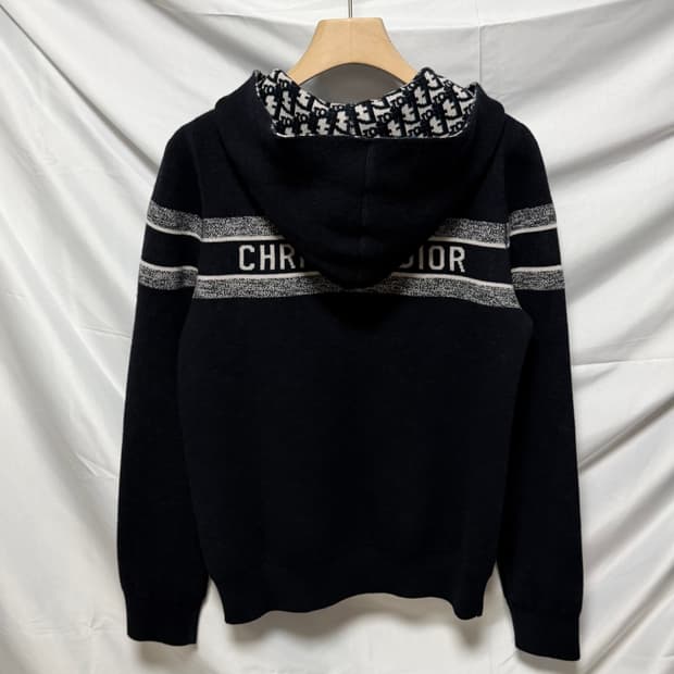 [S+급/42] 디올 리버서블 오블리크 캐시미어 후드집업 가디건